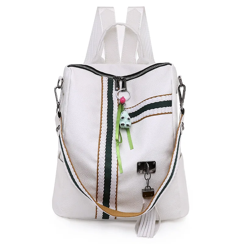 

Korean Women Backpack Vintage Patchwork Travel Bagpack Soft Pu Leather School Bags for Teenage Girls Fashion Tassels Rucksack