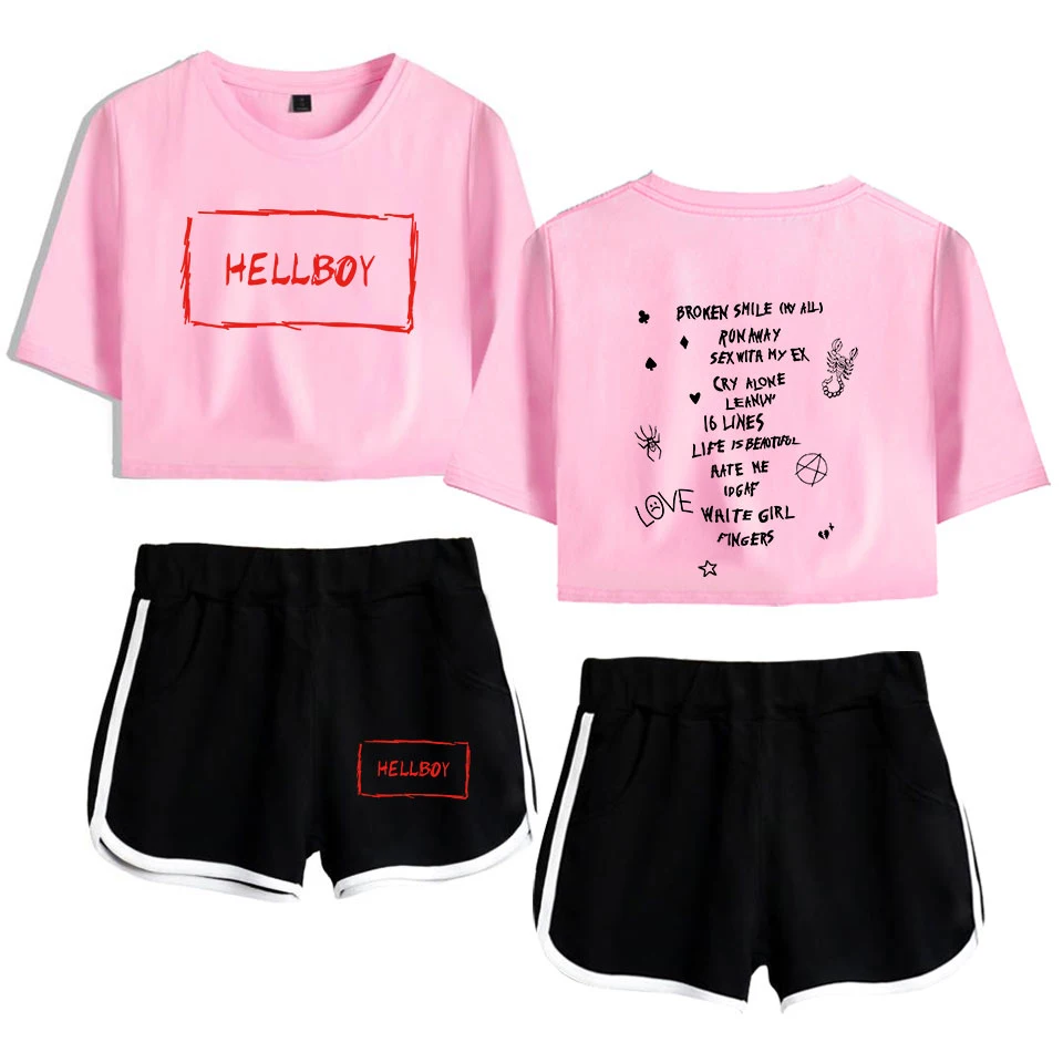 

Cool Fashion Lil Peep Women Two Piece Set Summer Popular Crop Top and Shorts Kpop Sexy Streetwear Fans Hip Hop Clothes Print