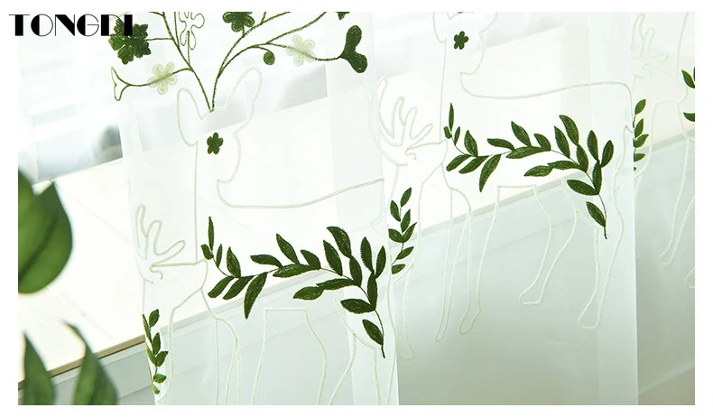 Элегантная прозрачная белая Тюлевая занавеска TONGDI с изображением оленя
