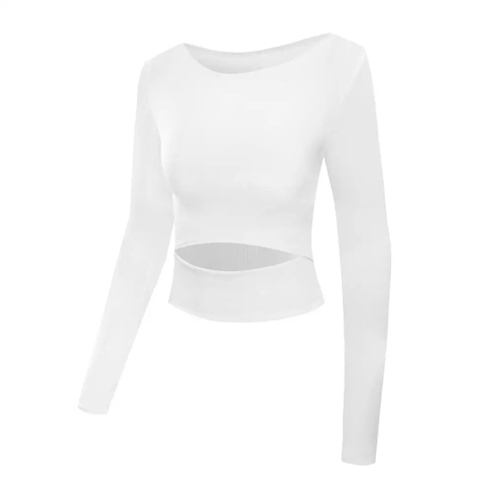 

Women Gym White Yoga Crop Tops Yoga Shirts Long Sleeve Workout Tops Fitness Running Sport T-Shirts Training Yoga Sportswear Sexy