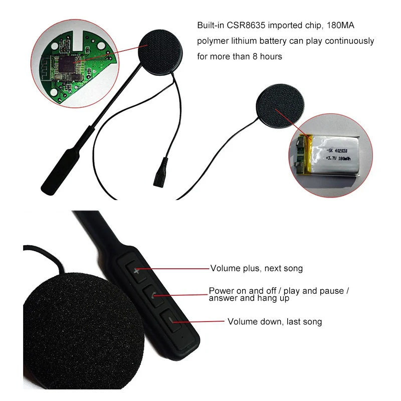 Bluetooth-наушники для мотоциклетного шлема 5 0 с микрофоном | Электроника