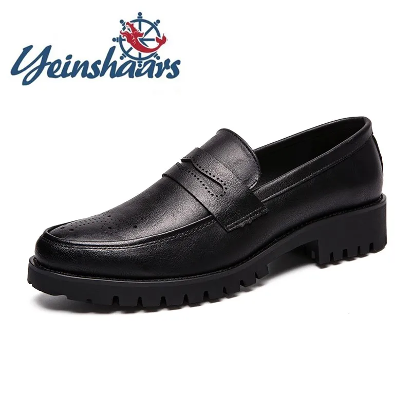 

Лоферы мужские повседневные кожаные на платформе, винтажные элегантные туфли броги, роскошная обувь, деловые дизайнерские туфли