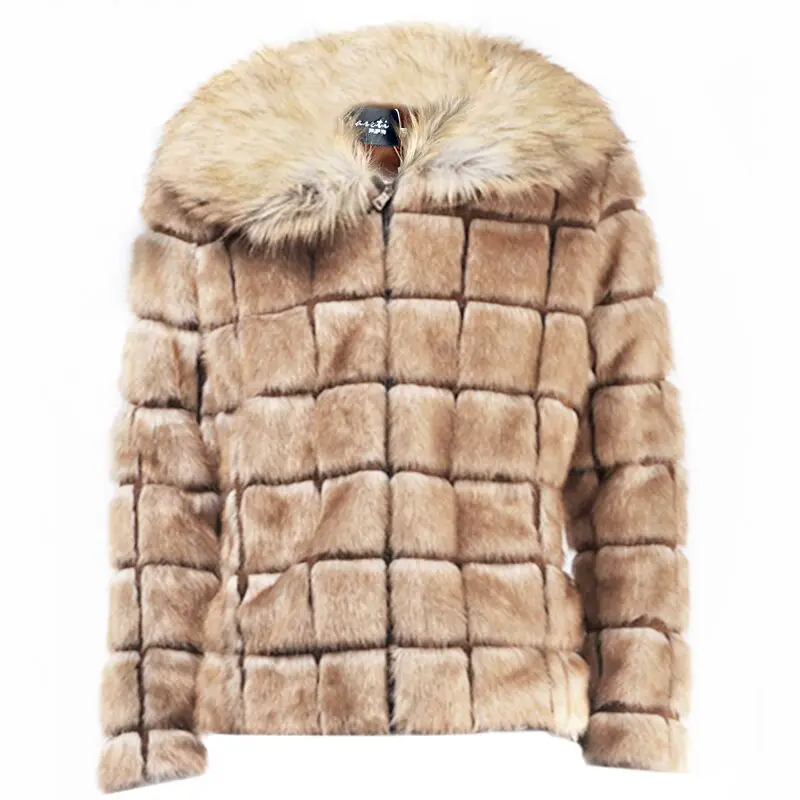 

Winter Fashion Men's Faux Fur Coat Men's Wool Liner Thicken Warm Faux Fur Jackets Men's Big Fur Collar Khaki Parkas