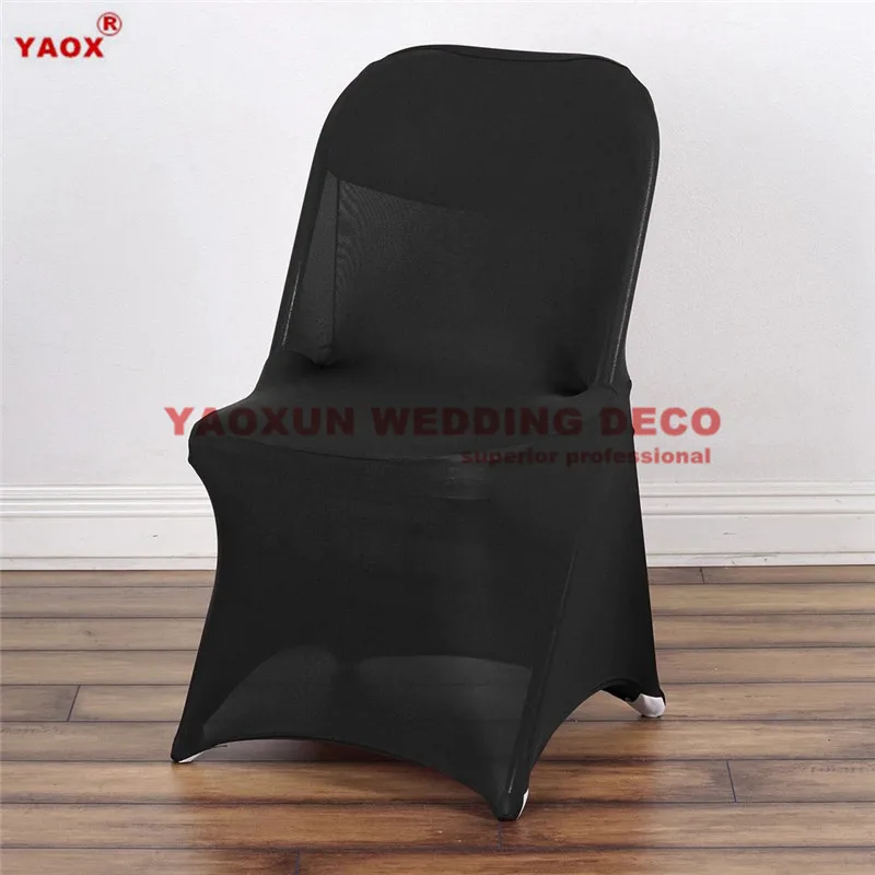 Бело черный складной чехол на стул из спандекса и лайкры для свадьбы банкета