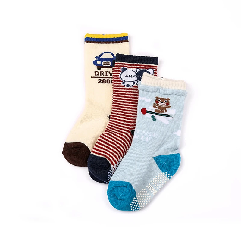 

1-3 years male baby in tube socks dispensing non-slip cotton bear and car pattern children socks boys socks w069