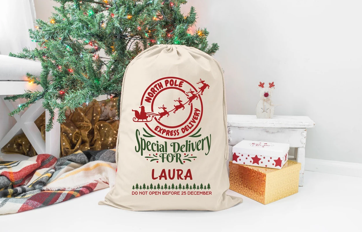 

Рождественская сумка с именем, рождественский подарок, семейный подарок, персонализированный Рюкзак с Сантой, Фотосумка, подарок с Сантой, ...