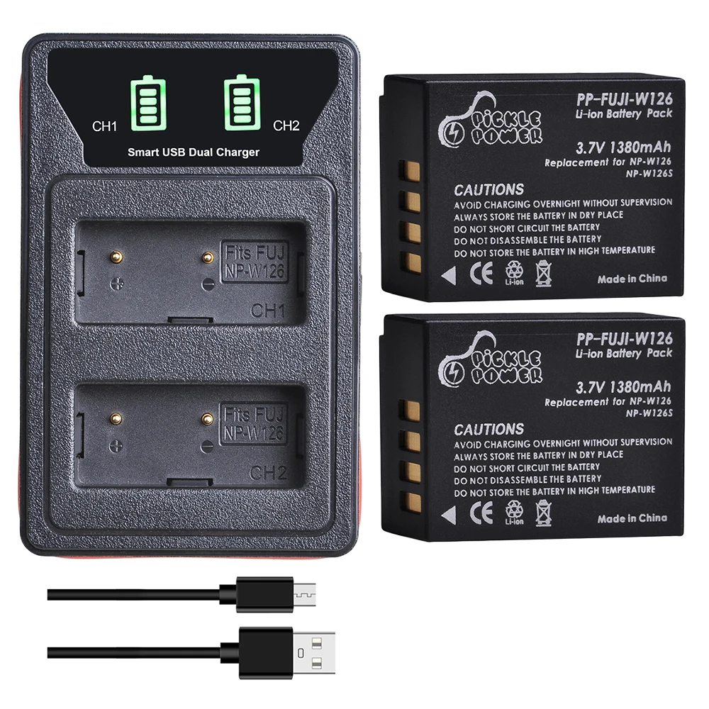 

1380mAh NP-W126 NP-W126S Battery + LED Dual Charger for Fujifilm X100F X-T10 X-T20 X-Pro1 X-Pro2 HS30EXR HS33EXR HS35EXR X-A1