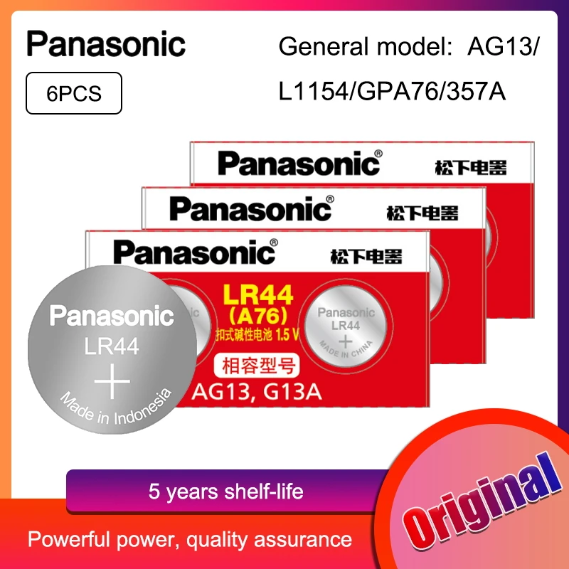 Часовые батарейки Panasonic 6 шт. 1 5 в 120 мАч LR 44 LR44 AG13 цинковые монетные ячейки пульт