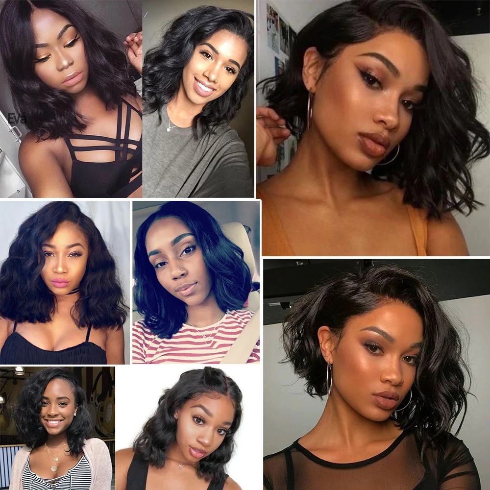 

SVT Malaysian Body Wave Bob Lace Front Wig Human Hair Glueless Lace Closure Short Wavy Bob Wigs For Women Full Natural Wig 1B
