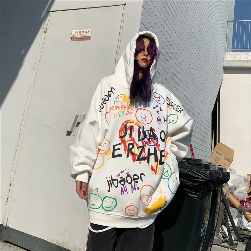 Осенние корейские толстовки в стиле Харадзюку для девочек женские мягкие белые