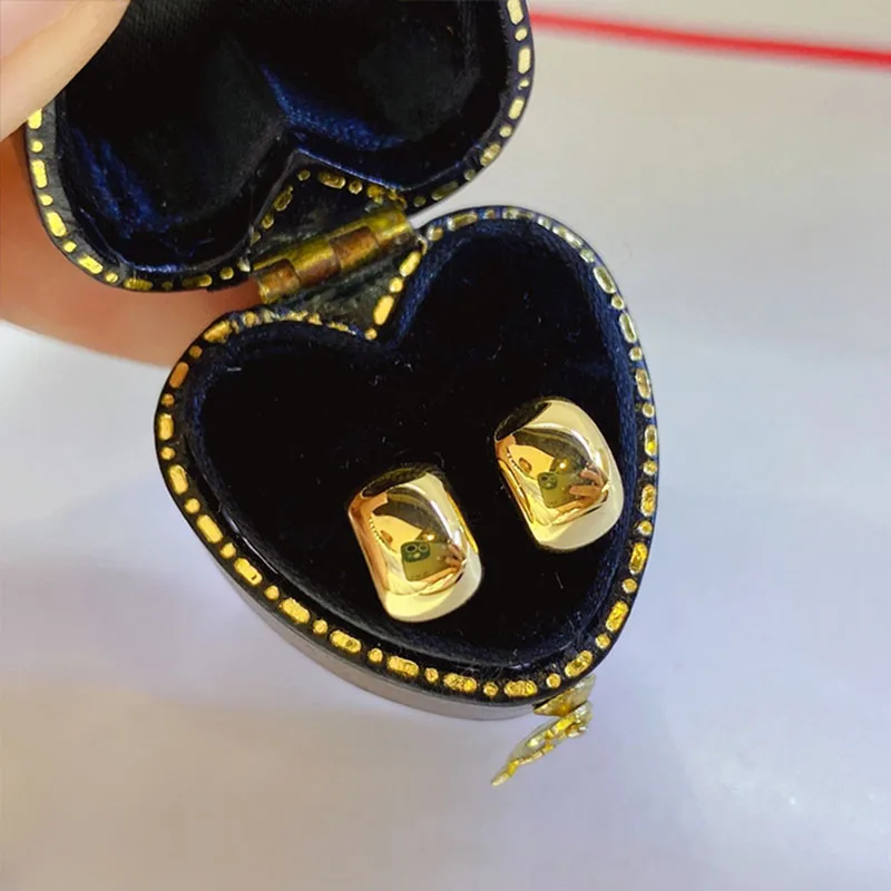 

BLACK ANGEL Italy Hand-Brushed Process Silver Plated Gold Temperament Glossy Earrings Women Simple Design Jewelry Accessories