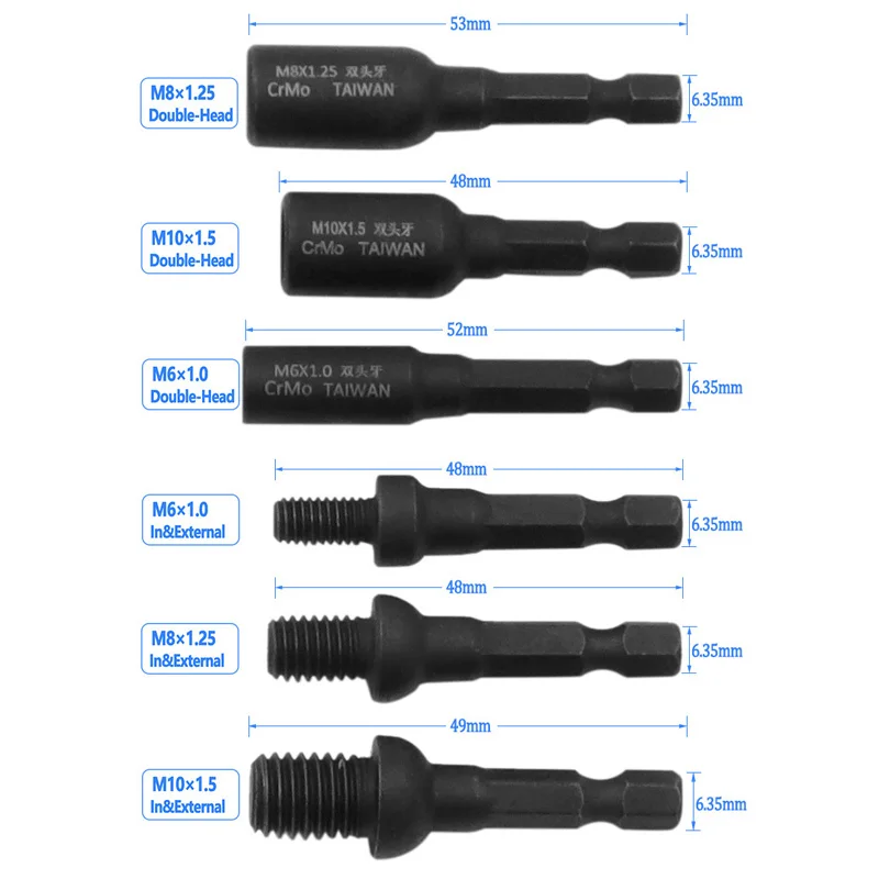 1pcs M6/M8/M10 6.356mm Hex Handle Screw Socket Internal External Tooth Screw Sleeve Double Head Screwdriver images - 6