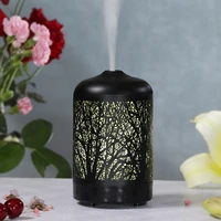 wrought iron hollow aroma diffuser humidifier with 7 colors led light electric ultrasonic humidifier metal mist maker for home