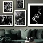 Черно-белый настенный плакат с принтом гитары, джаза, музыки, портрет, холст, живопись настенные картины для гостиной, домашнего декора