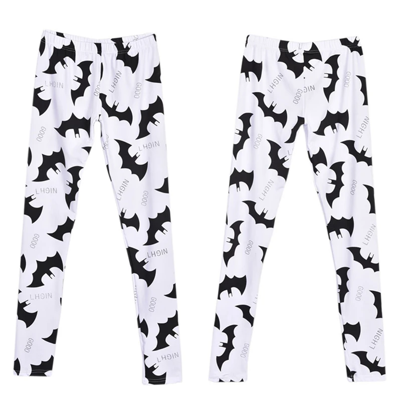 

1pc Fashion Autumn Winter Bat Pattern Printing Low Waist Skinny Casual Leggings Women Slim Pants pantalon femme