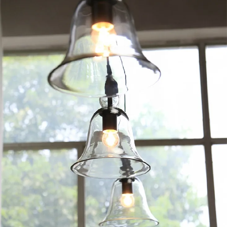 

Retro Vintage Industrial Style Bell Shape Glass Pendant Ceiling Lamp Light Bedroom Living Room E27 Home Restaurant Cafe
