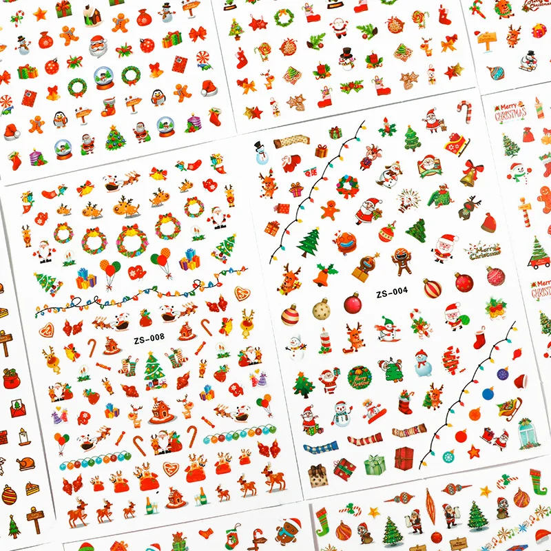 

1pcs Adhesive Christmas Nail Decals Snowflake Christmas Tree Snowman 3D Nail Sticker Manicure Design Art Deco Slider 16.5x9.5cm
