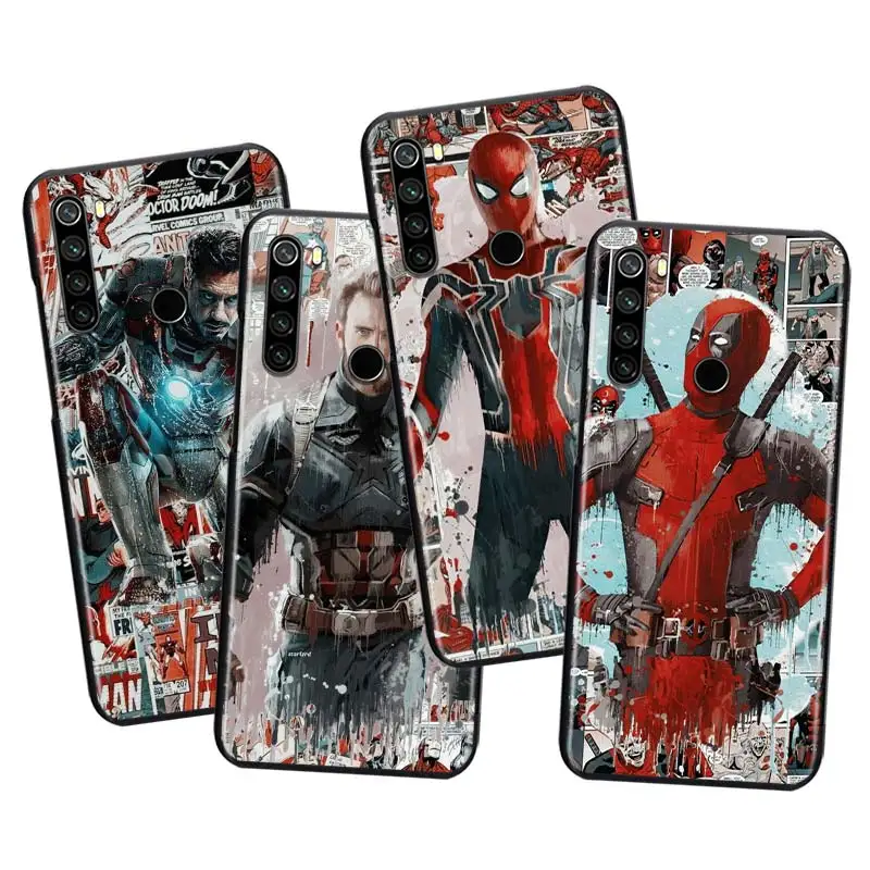 

Marvel Avengers superhero Soft TPU For Xiaomi Redmi Note10 10S 9T 9S 9 8T 8 7 6 5A 5 4 4X Prime Pro Max Black Phone Case