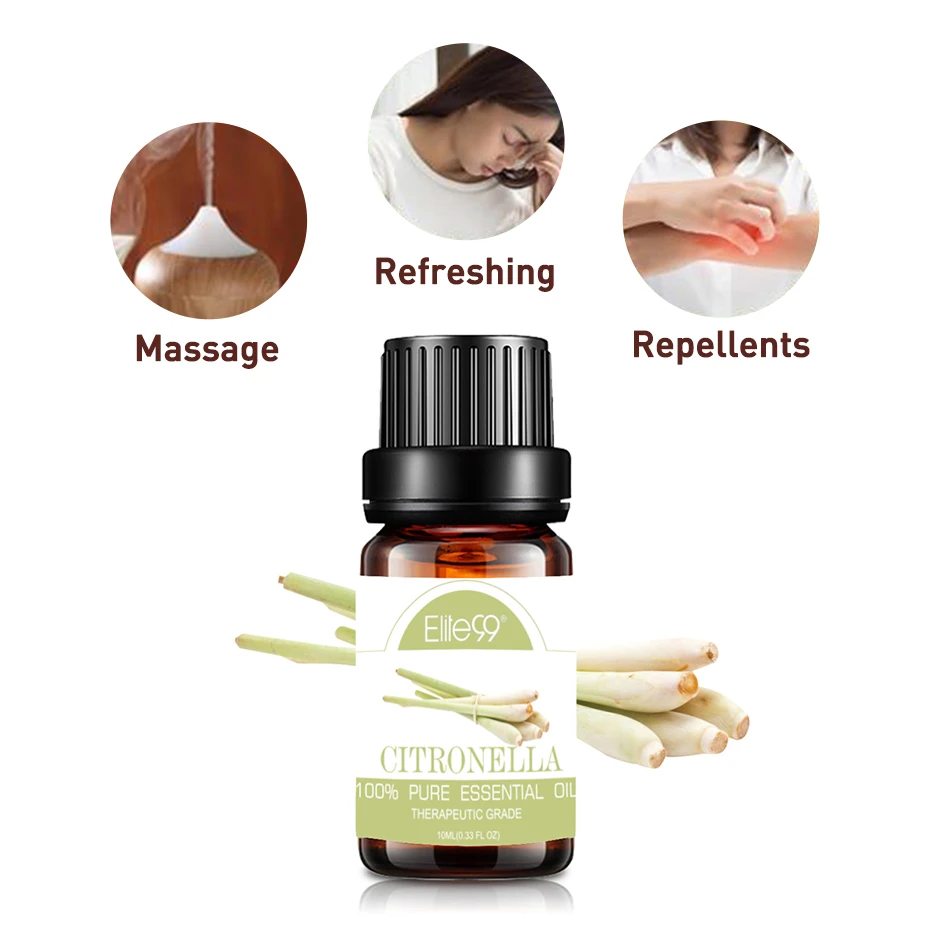 Elite99 Repellent Pure Essential Oils Lemongrass Eucalyptus Camphor Vanilla Citronella Humidifier Aromatherapy Oil | Красота и