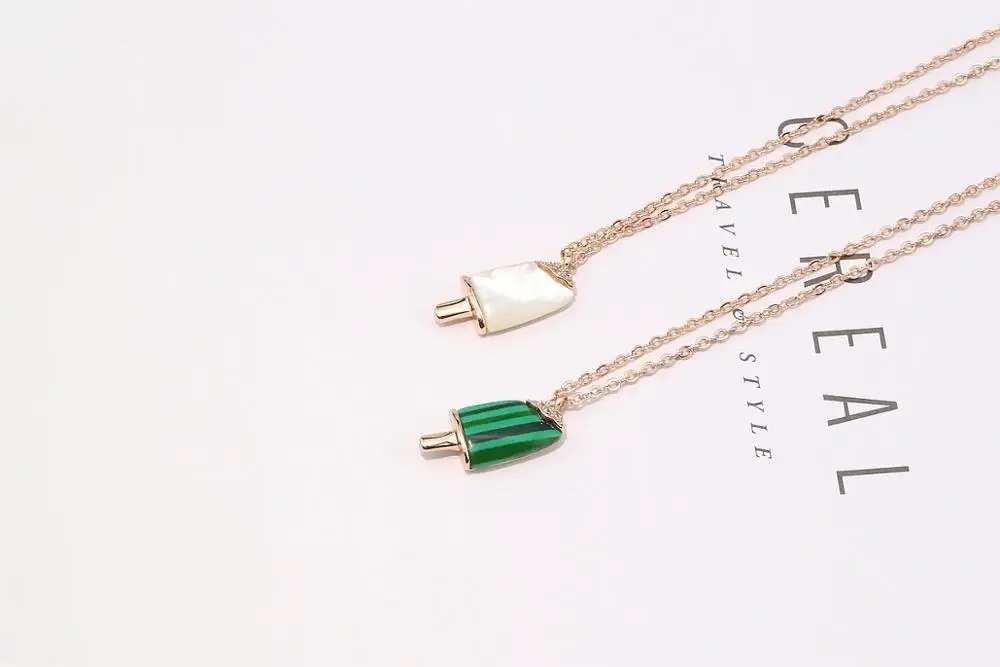 Цепочка из стерлингового серебра 925 пробы ожерелье с подвеской в виде мороженого