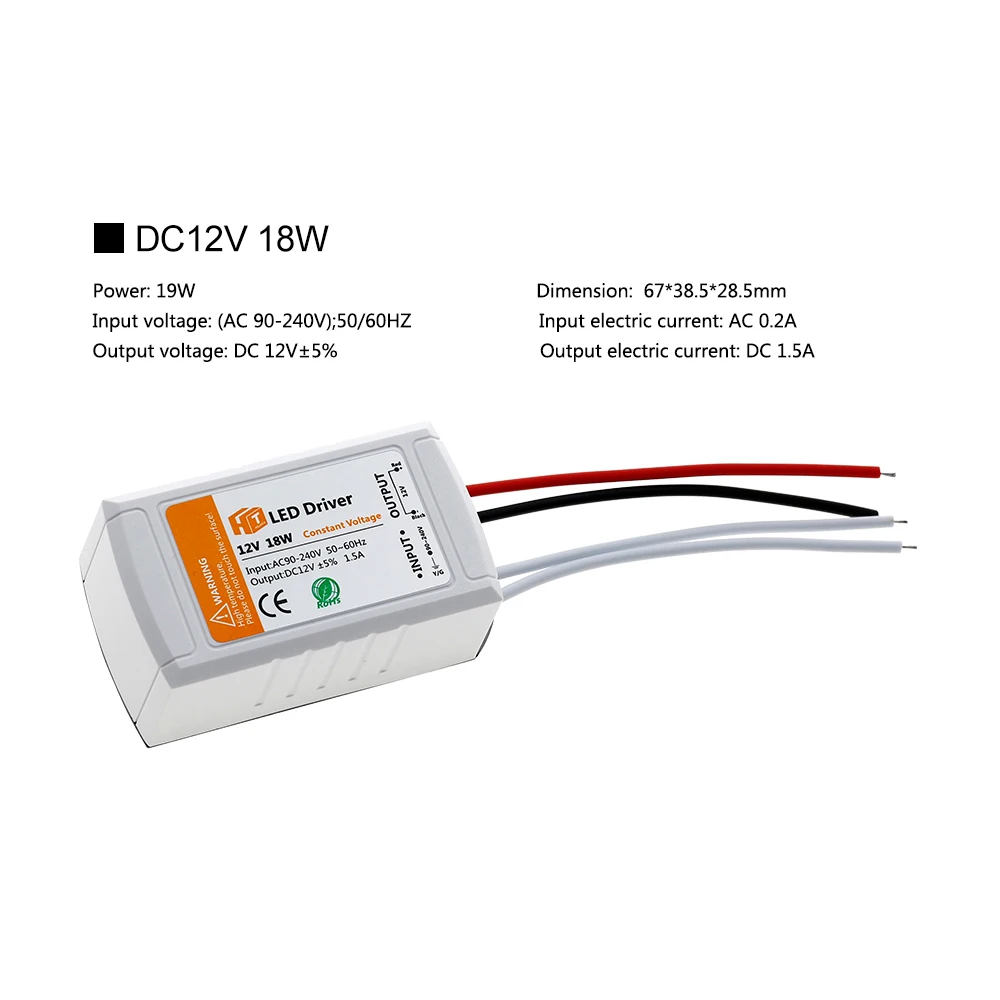 DC 12V Питание светодиодный драйвер 18 Вт 28 36 48 72 100 Трансформаторы высокое качество