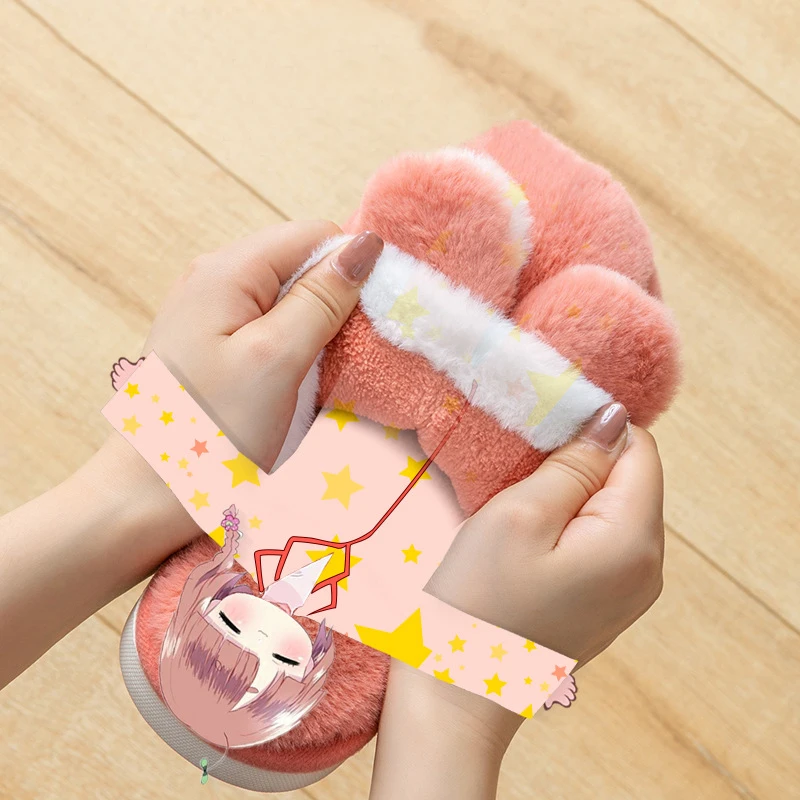 

Fashion Winter Slippers For Women Cute Cartoon Furry Warm Slides Couple Home Floor Non-slip Thick Bottom Soft Warm Shoes