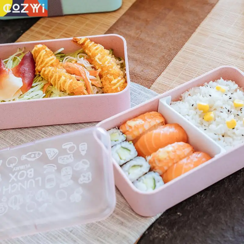 On the Go пшеничный стебель Ланчбокс двухслойная столовая посуда Bento коробка