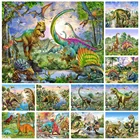 Алмазная вышивка 5D сделай сам из квадратных круглых страз с изображением Юрского периода, животных, динозавров, Алмазная мозаика, украшение для дома