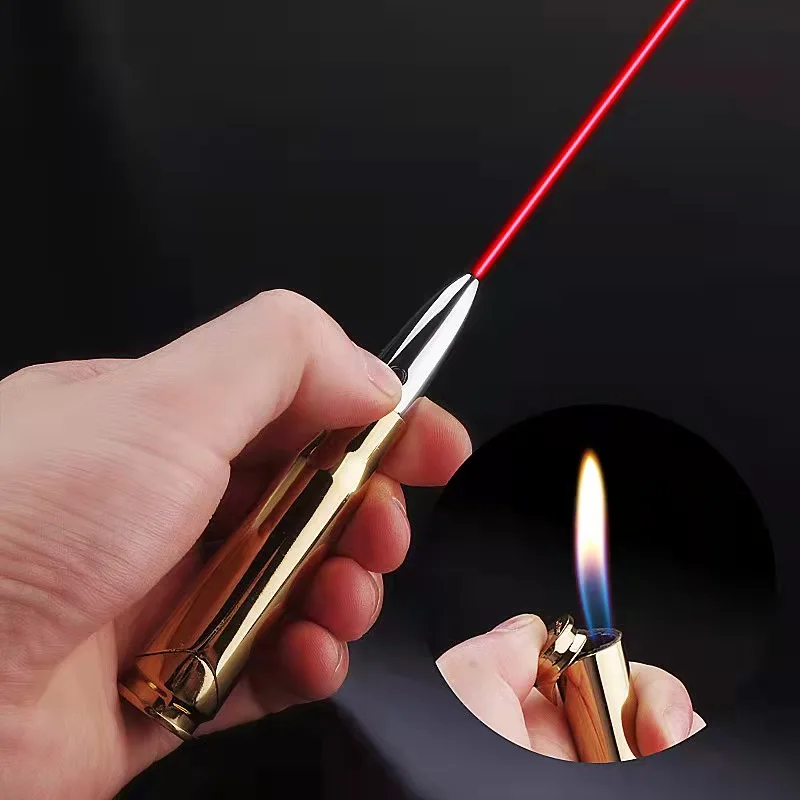 

Creative Bullet Laser Infrared Gas Lighter Military Creative Model Warhead Open Flame Lighter Men's Smoking Suit Gift