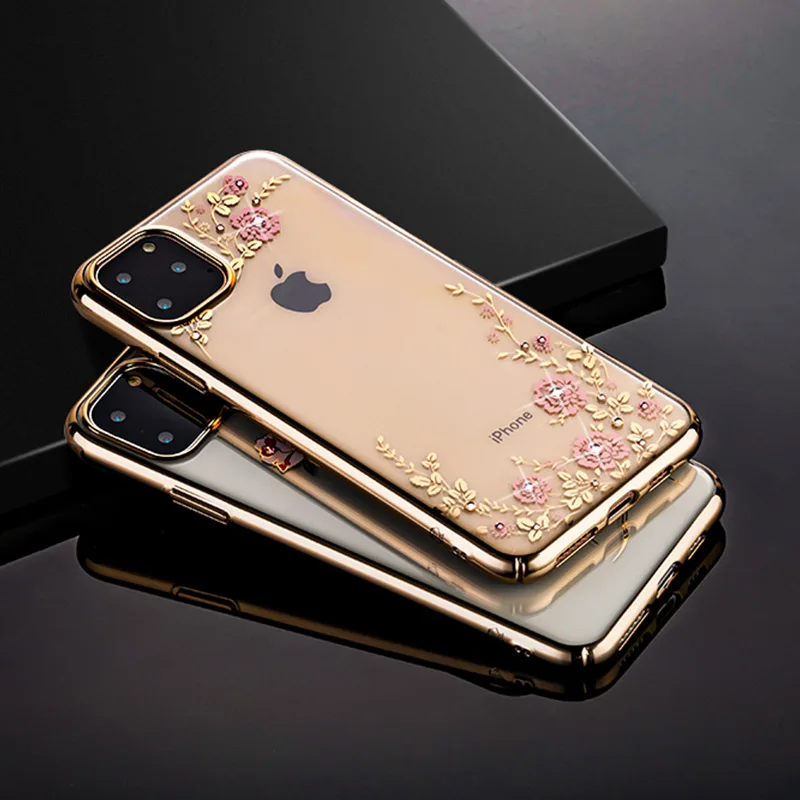 Роскошный ультра тонкий прозрачный силиконовый чехол для телефона для iPhone 7 8 6 6s Plus 5 5S 5SE 3D Алмазный чехол для iPhone X XS 11 Pro Чехол для MAX XR - Цвет: Phnom Penh powder