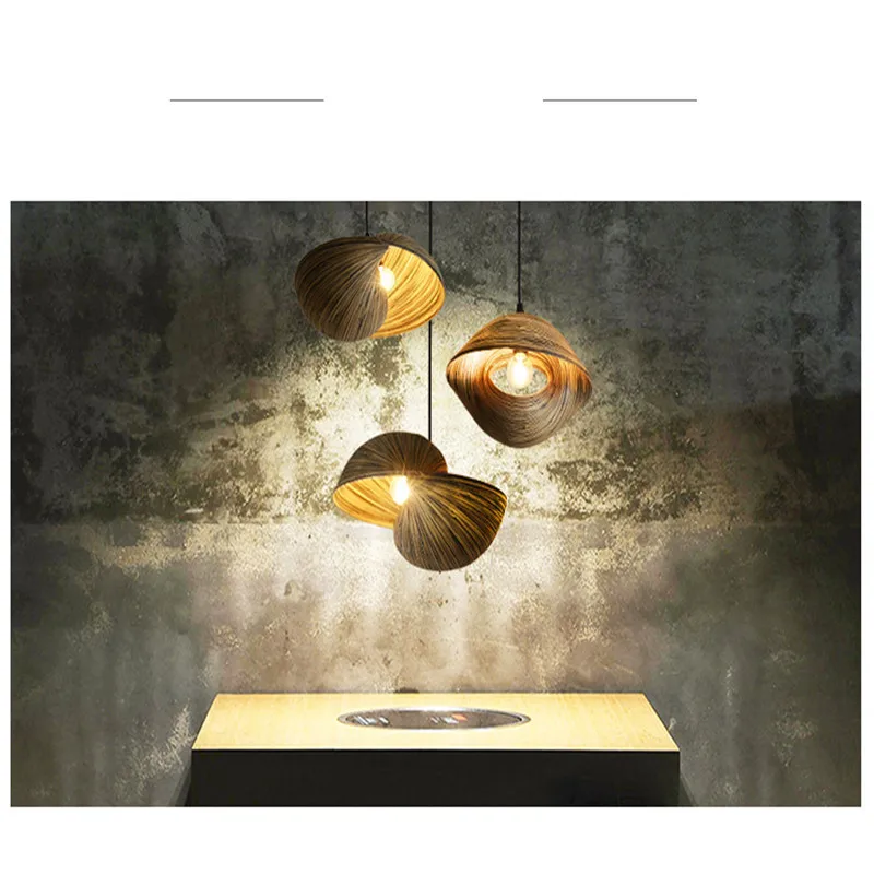 Chinese Style Bamboo Braided Light Single Head Fishing Line Chandelier Creative Personality Restaurant Shell Small | Лампы и освещение
