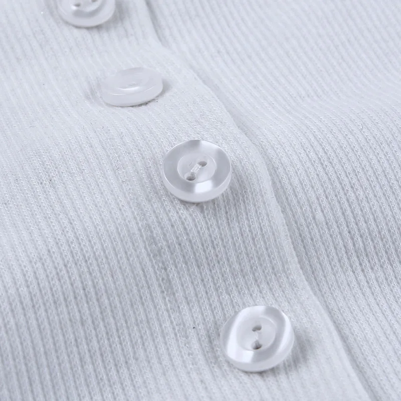 

Women's summer O-neck exposed navel short sexy T-shirt new button high elastic cardigan short sleeve shirt tees S-L