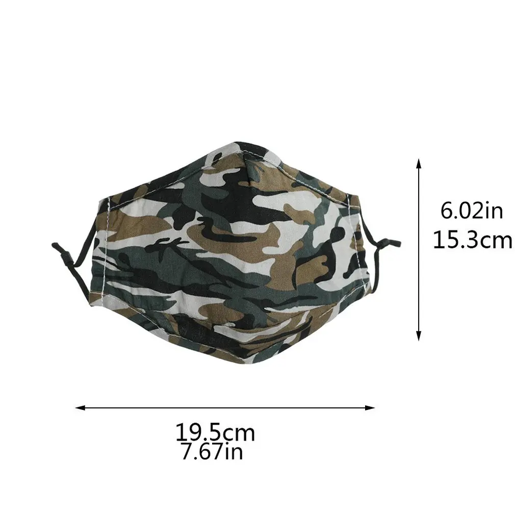 

Soft Washable Fiber Mask Unisex Camouflage Mask Without Valve Dustproof Windproof Breathable Warmth Mask