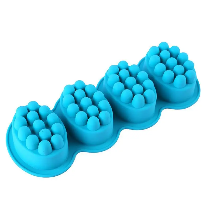 Силиконовые формы для мыла 4 отсека массажный бар инструмент изготовления с