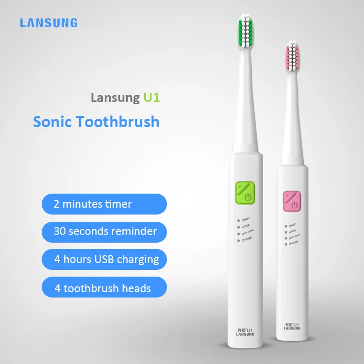 Зубная щетка Lansung U1 Sonic 4 сменных насадки для зубной щетки перезаряжаемая зубная