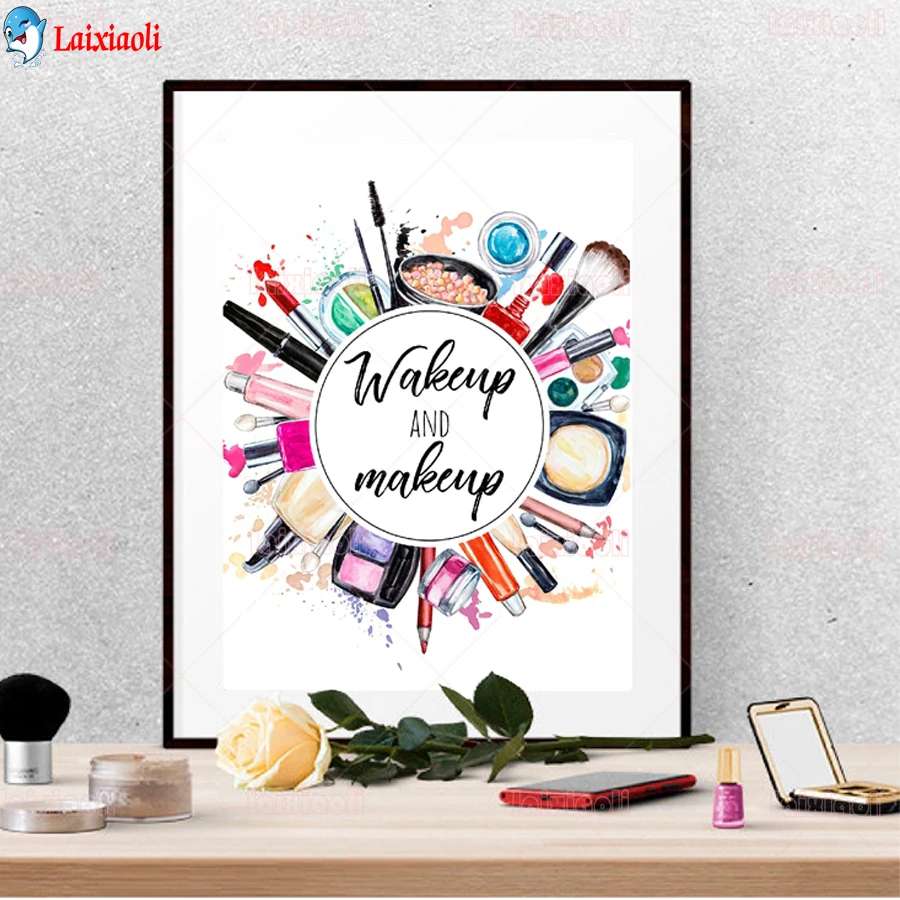 

Картина для макияжа акварелью, Алмазная мозаика 5D «сделай сам» из квадратных страз, круглых страз, вышивка крестиком, мозаика для украшения