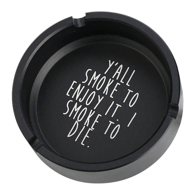 Пепельница круглая из нержавеющей стали алюминий металл черный матовый сигареты