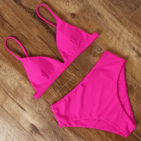 Bikini Swimwear Women 2021 Swimsuit Women Solid Bathing Suit Leopard Beachwear Biquini With Pad Female High Waist Bikini Set