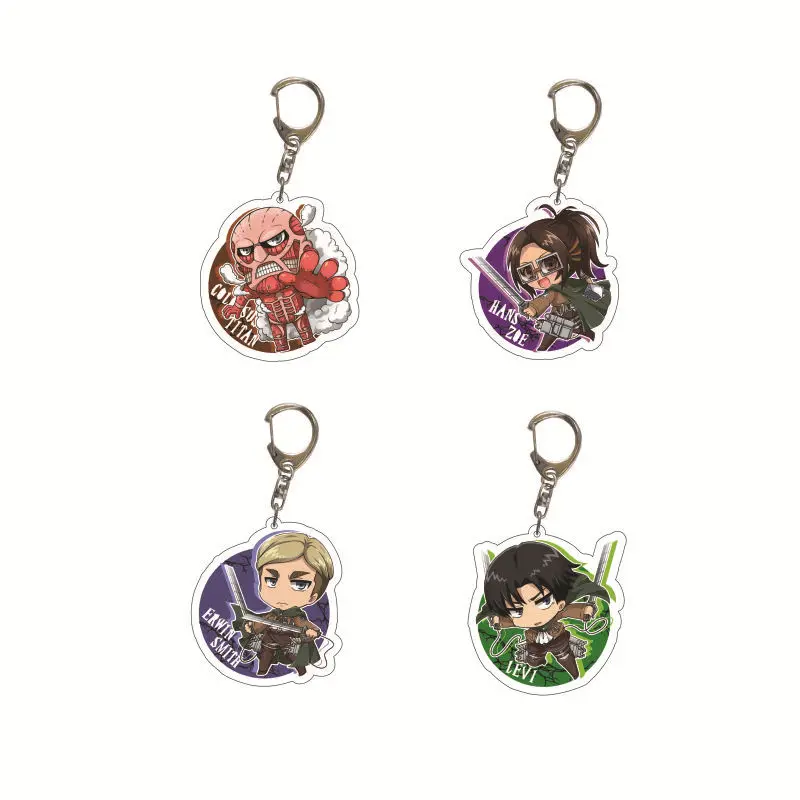 

Japanese Attack on Titan Keychain Double Sided Acrylic Key Chain Pendant Anime Accessories Cartoon Key Ring