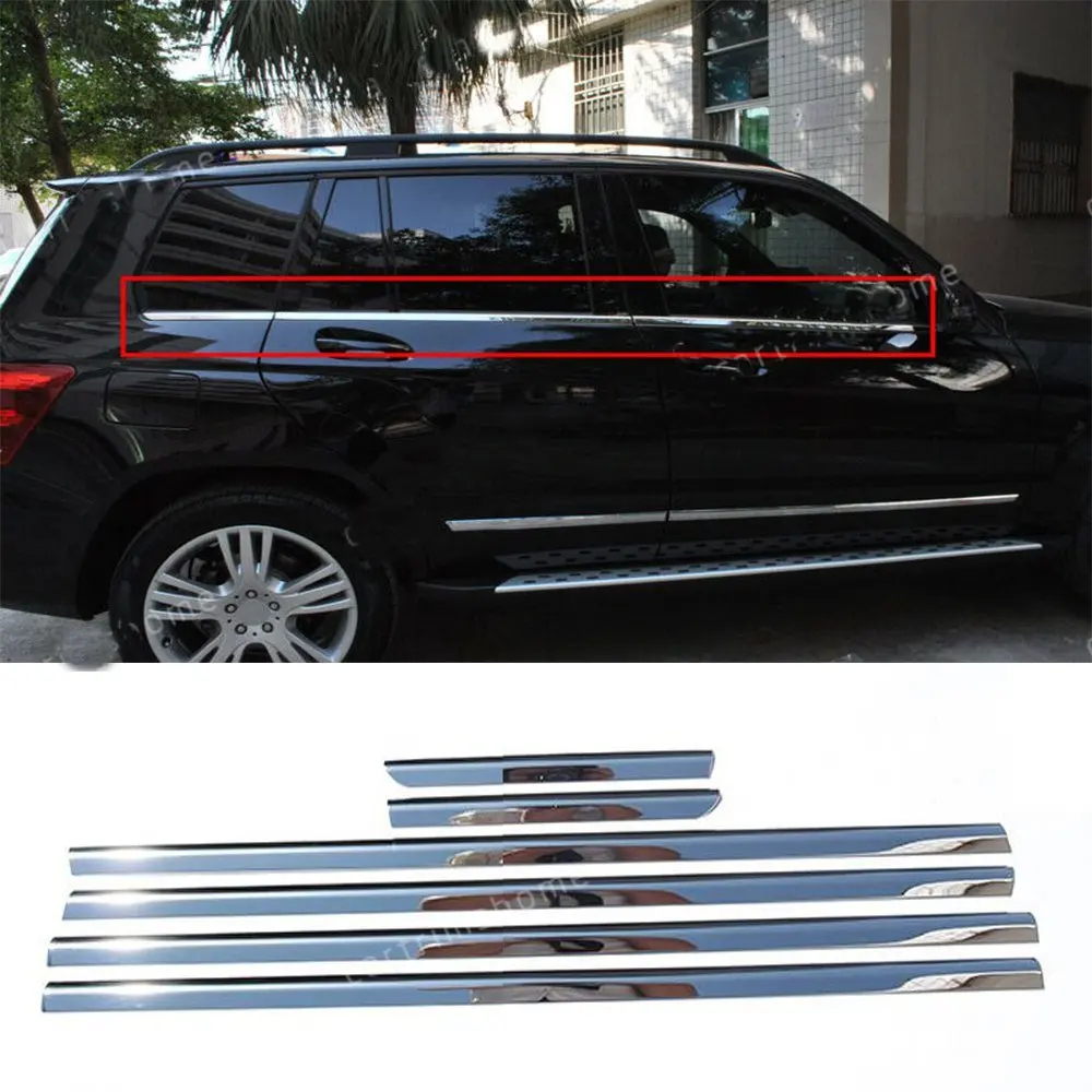 

6*Stainless Steel Car Window Molding Trim For Mercedes-Benz GLK X204 2009-2016