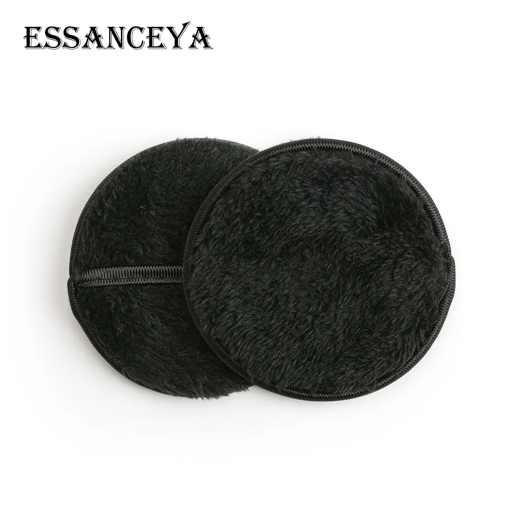 2 PCS-black ESSANCEYA 1/2/3 шт салфетки из микрофибры колодки жидкость для снятия Полотенца для чистки лица и глаз полотенце для макияжа многоразовые хлопок двойной слой салфетка для протирания - Цвет: 2 PCS-black