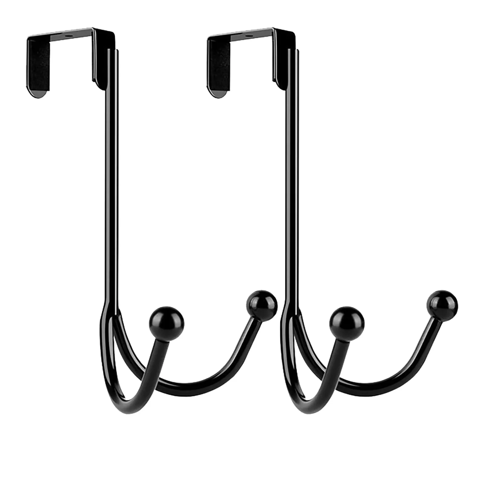 

Metal Twin Hooks Organizer For Hanging Coats Hats, Robes Towels- Silver Metal Hook Up For Kitchen Bathroom Door