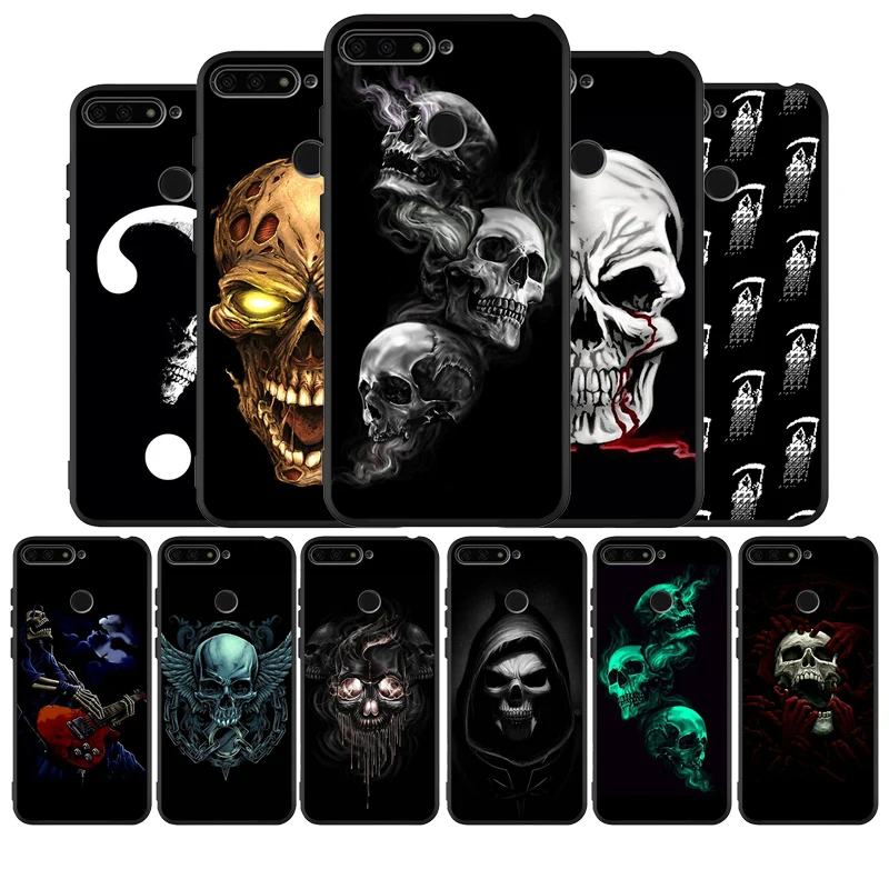 Черный ТПУ силиконовый мягкий чехол для телефона Grim Reaper Skull Skeleton Honor 8X 9 8 10 20 30 Lite Pro