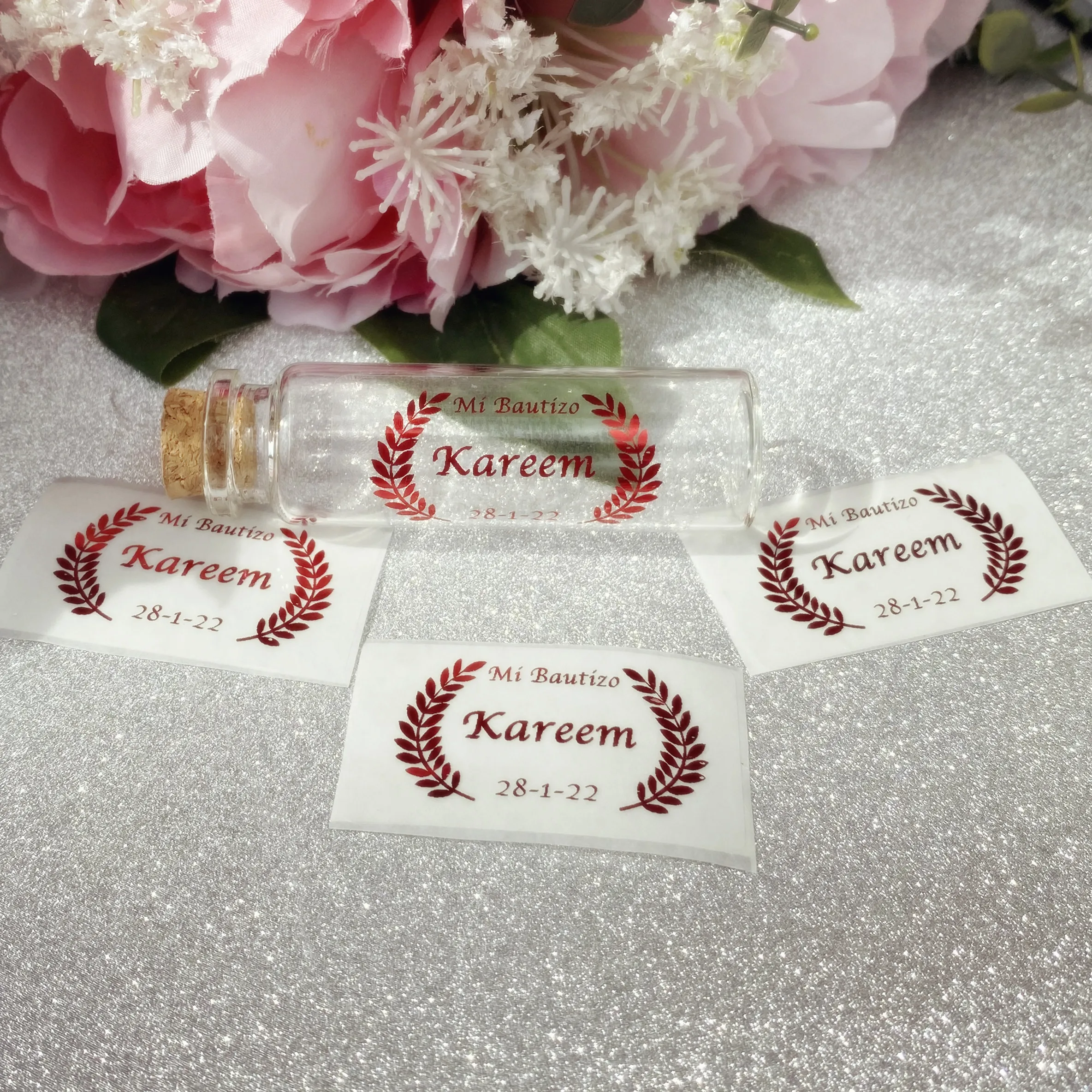 

Personalized My baptism Favors Glass Pyrex Test Tube Label Wedding Borosilicate glass tube stickers