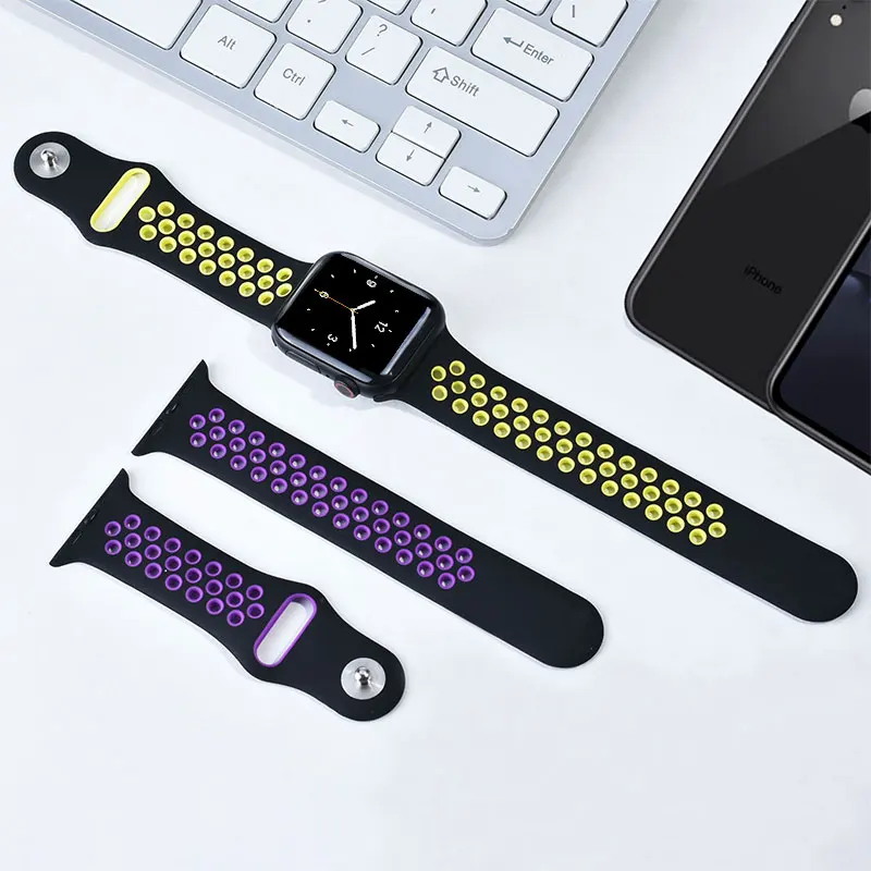Спортивный силиконовый ремешок для Apple watch 5 4 3 2 1 дышащий браслет ремешок correa Apple watch 42 мм 38 мм для Nike+ iwatch 44 мм 40 мм