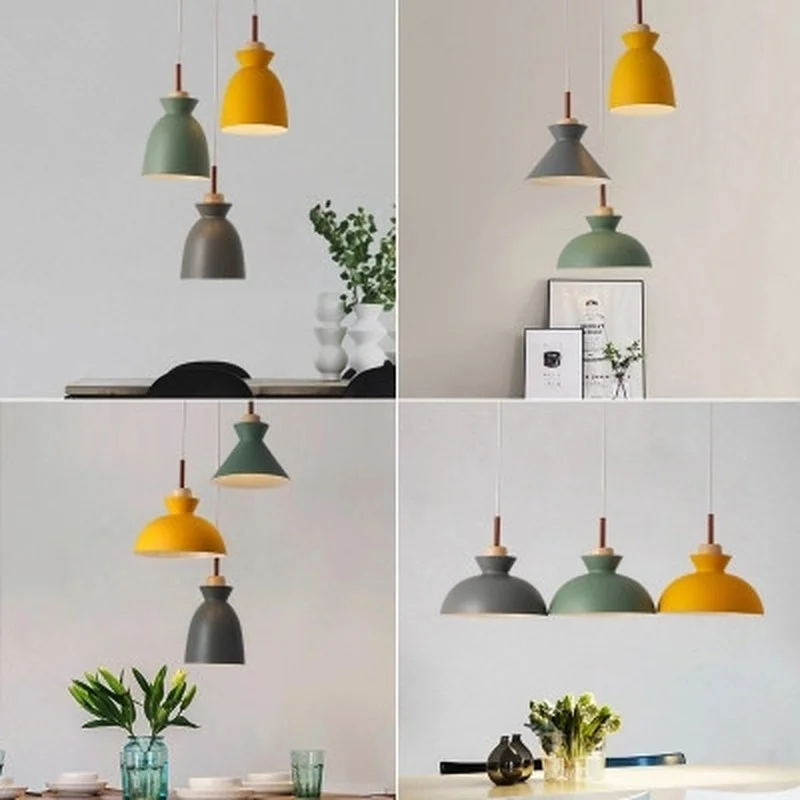 Fashion creative Modern wood colorful Pendant Lights Minimalist design lamp restaurant bar coffee Dining Room | Лампы и освещение