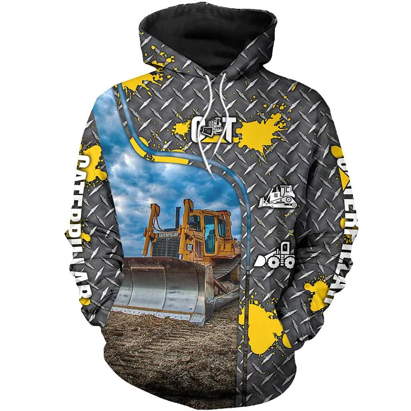 Новинка толстовка на молнии с объемным рисунком бульдозера Повседневная