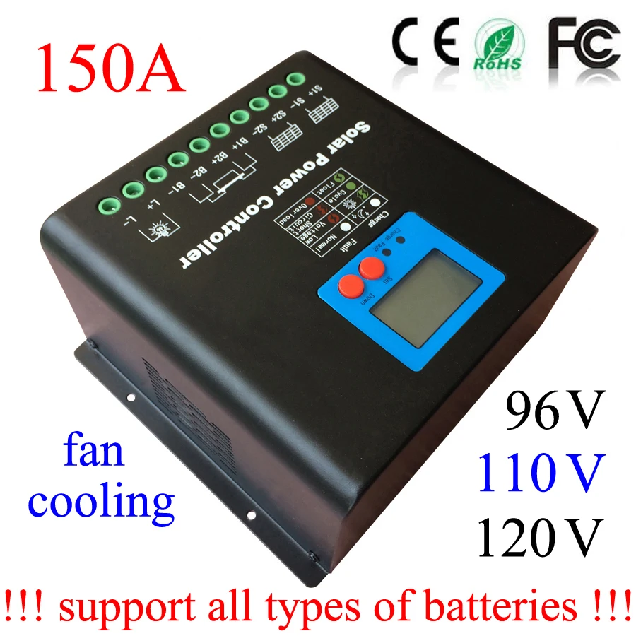 150A 96V mppt Контроллер заряда для фотоэлектрических систем и 110V 120V PV солнечная