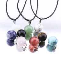 natural stone necklaces round ball marble lapis opal rose quartz tiger eye necklace for women jewelry