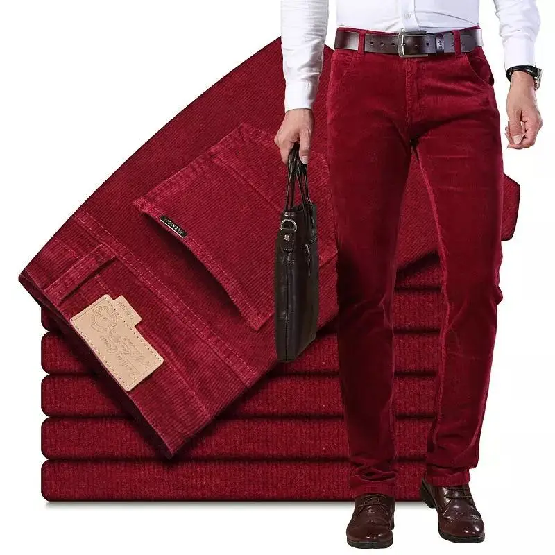 

2021CW Fashion Autumn Winter Men`s Thick Warm Corduroy Pants Fleece Trousers Male Casual Business Style Long Jeans Men size28-38